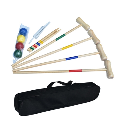 Deluxe Wooden Croquet Set with Mallet and  Carrying Bag
