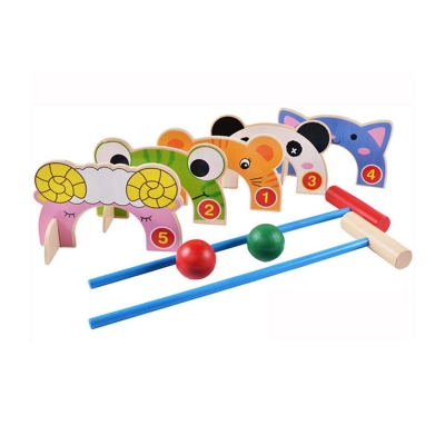 Cartoon Animal Mini Wooden Croquet Golf Educational Toy Game 