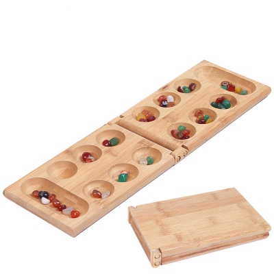 Portable African Wooden Mancala Board Game