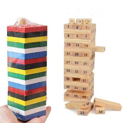 Niños apilamiento y Tumbling Wooden Building Block Juego de juguetes