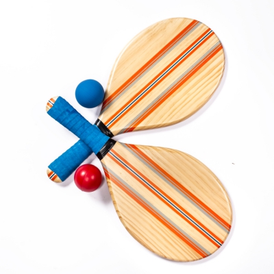 Juego de bolas de raqueta de pala de madera frescobol de playa