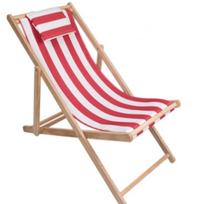 Sillón de playa de madera maciza Relax al aire libre Sillón de lona con almohada