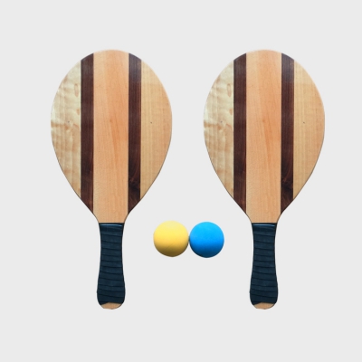 Premium Wooden Frescobol Beach Paddles Ball Set 