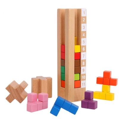 Temprano Educativo Rompecabezas Juguete Juego de Madera Tetris para Niños