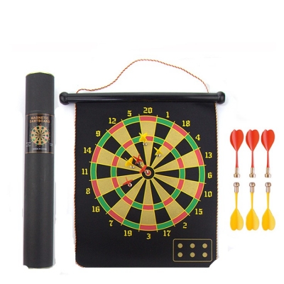 Magnetic Roll-Up Double Sided Hanging Dart Board Set with Dart and Arrows for Kids 