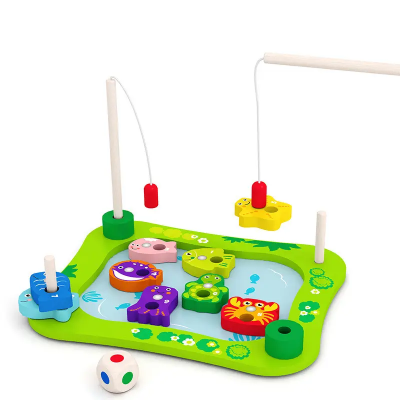 Wooden Multifunctional Magnetic Fishing Kindergarten Game Toys Early Educational Games for Children