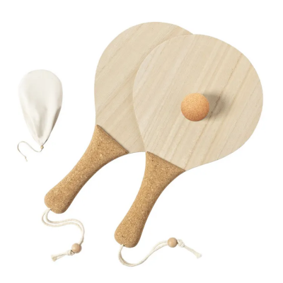 Beach Racket Wooden Paddle Ball Set raquet padel with Cork Handle