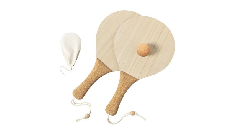 Wooden beach racket paddle ball set with cork handle for wholesale buyers