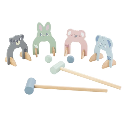 Animal Wooden Croquet Set Garden Yard Wooden Croquet Set Gate Ball Set 