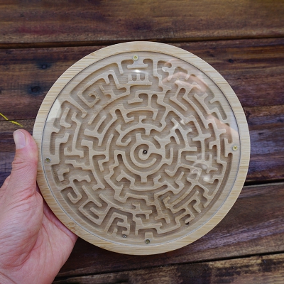Wooden round maze game