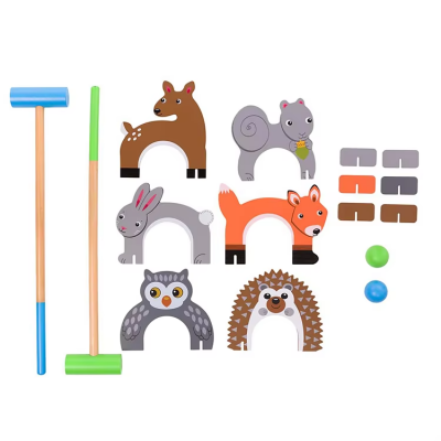 Wooden Clown Croquet Set Outdoor Family Game Garden Yard Wooden Croquet Set