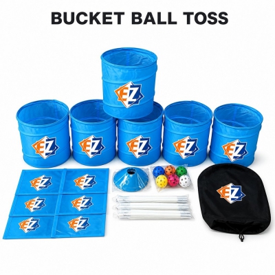 Bucket Ball Toss Game 6 Buckets and 6 Balls Yard Game with Carry Bag for Family Lawn Party OEM Wholesale