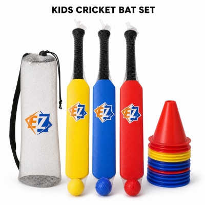 Cricket Bat and Ball Set 3 Plastic Bats and 3 Balls Kids Cricket Set with Bag for Garden Play OEM